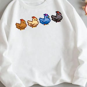 Stardew Valley Chicken Ready To Press, Pixel Chicken DTF Transfer,  Stardew Valley Direct to Film, Gaming Merch, Perfect Gift for Gamers