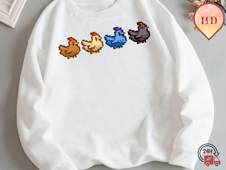 Stardew Valley Chicken Ready To Press, Pixel Chicken DTF Transfer,  Stardew Valley Direct to Film, Gaming Merch, Perfect Gift for Gamers