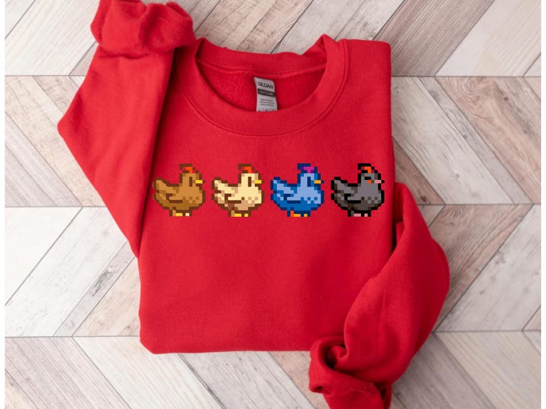Stardew Valley Chicken Ready To Press, Pixel Chicken DTF Transfer,  Stardew Valley Direct to Film, Gaming Merch, Perfect Gift for Gamers