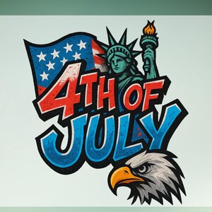 4th of July DTF Transfer: Patriotic Eagle USA Flag Iron On