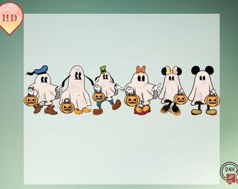 Disney Ghost Family Halloween DTF Transfer, Mickey and Minnie Spooky Shirt Print
