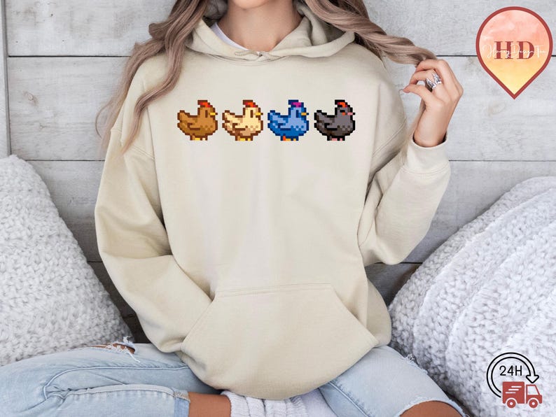 Stardew Valley Chicken Ready To Press, Pixel Chicken DTF Transfer,  Stardew Valley Direct to Film, Gaming Merch, Perfect Gift for Gamers