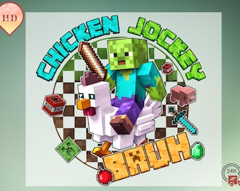 Chicken Jockey DTF: Retro Pixel Game Heat Press Transfer