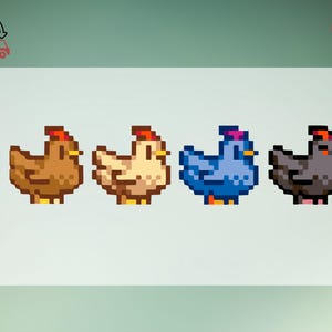 Stardew Valley Chicken Ready To Press, Pixel Chicken DTF Transfer,  Stardew Valley Direct to Film, Gaming Merch, Perfect Gift for Gamers