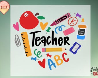 Teacher clipart design PNG digital download sublimation DTF teacher appreciation week school