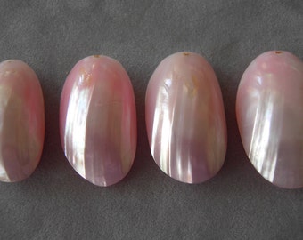 4 Large Pink Osmena, Nautilus Pearls with Ridges