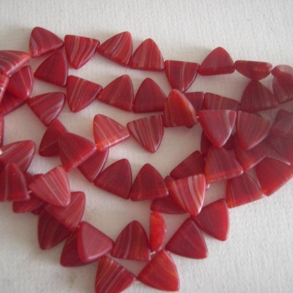 12 mm Red Triangle Czech Glass Beads-Strand of 12 Beads