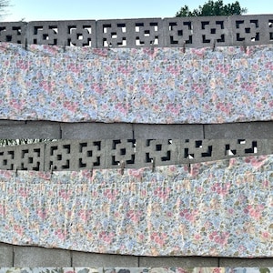 90s Laura Ashley Quartet Pattern Pair of 2 Blouson Valances Pastel Florals 85&quot; x 18&quot; Each