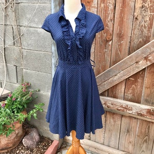 Vintage Rockabilly Navy Polka Dot Dress Built In Petticoat Size S Etsy Vintage Rockabilly Navy Polka Dot Dress Built In Petticoat Size S Etsy