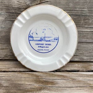 1950s Airport Bowl Faded 7.5&quot; Ashtray Austin Texas By The Sabina Line Warranted 22k