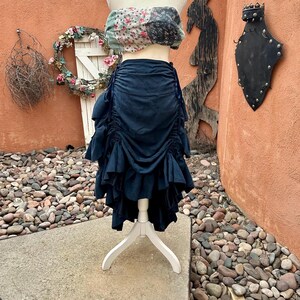 Navy Blue Western Steampunk Victorian Bustle Skirt Size M