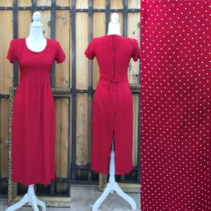 1990s Red N White Polka Dot Midi Dress by City Triangles Size M - Etsy