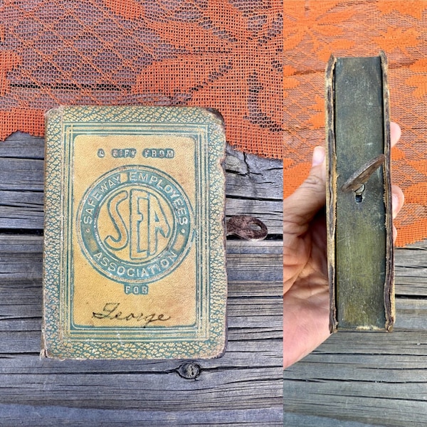 Antique 1923 Early Safeway Employees Association Book Bank WITH KEY