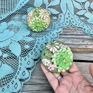 Pair of 2 Antique 1910s Cast Brass Floral Curtain Tie Back Knobs Pat Pending