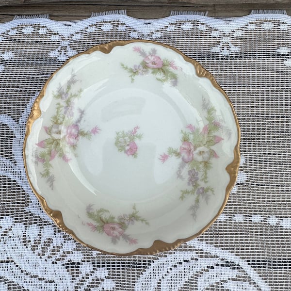 1940s Dessert Bowl Apple Blossom Pattern With Gold By Warwick China 5"