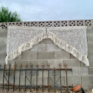 Juego de 2 cortinas vintage de encaje color marfil de 41" x 40"