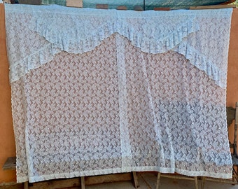 6 Piece Vintage Set Light Blue Lace Curtains Window Treatment