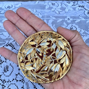 1980s Signed Judith Leiber Convertible Pendant Brooch 18k Gold Plated Asian Bamboo Design