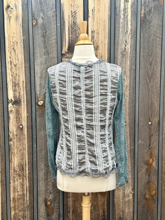 Romantic Vintage Long Sleeve Silver Gray Lace n S… - image 6