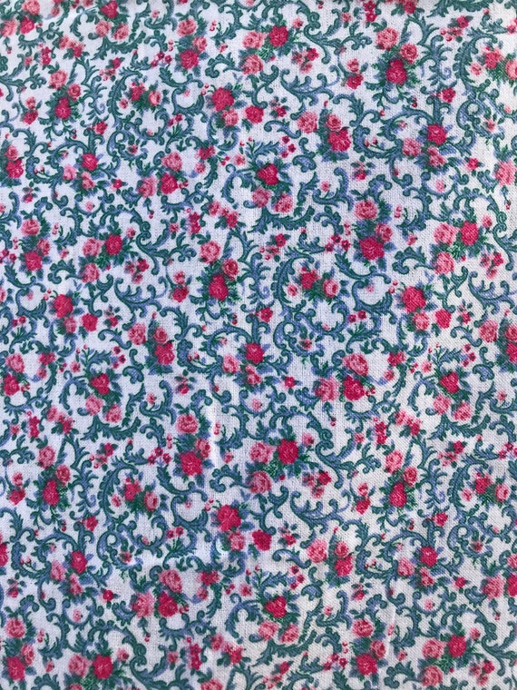 Vintage Cotton Blue Pink And White Floral Fabric 4 Yards x | Etsy