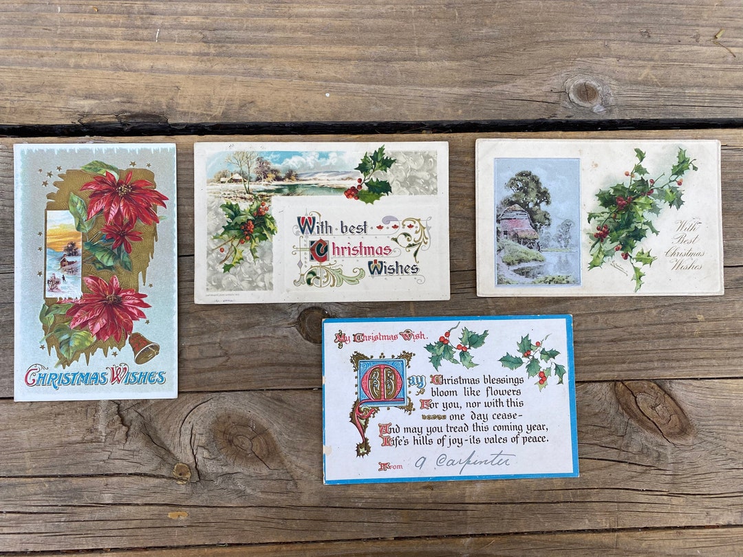 Antique 1910s Group of 4 Christmas Wishes Postcards One Cent - Etsy