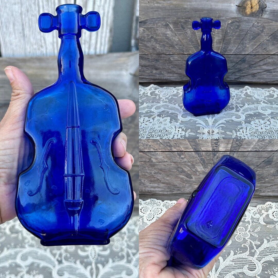 Midcentury Vintage Cobalt Blue Glass Violin Vase 8 Etsy