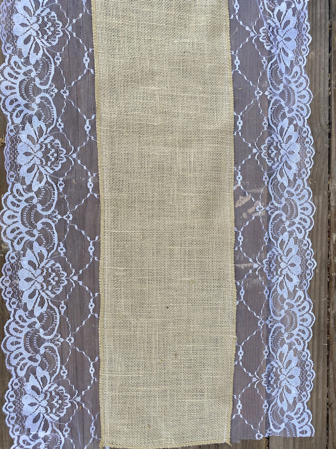 Rustic Farmhouse Vintage Burlap & White Lace Table Runner 2 | Etsy