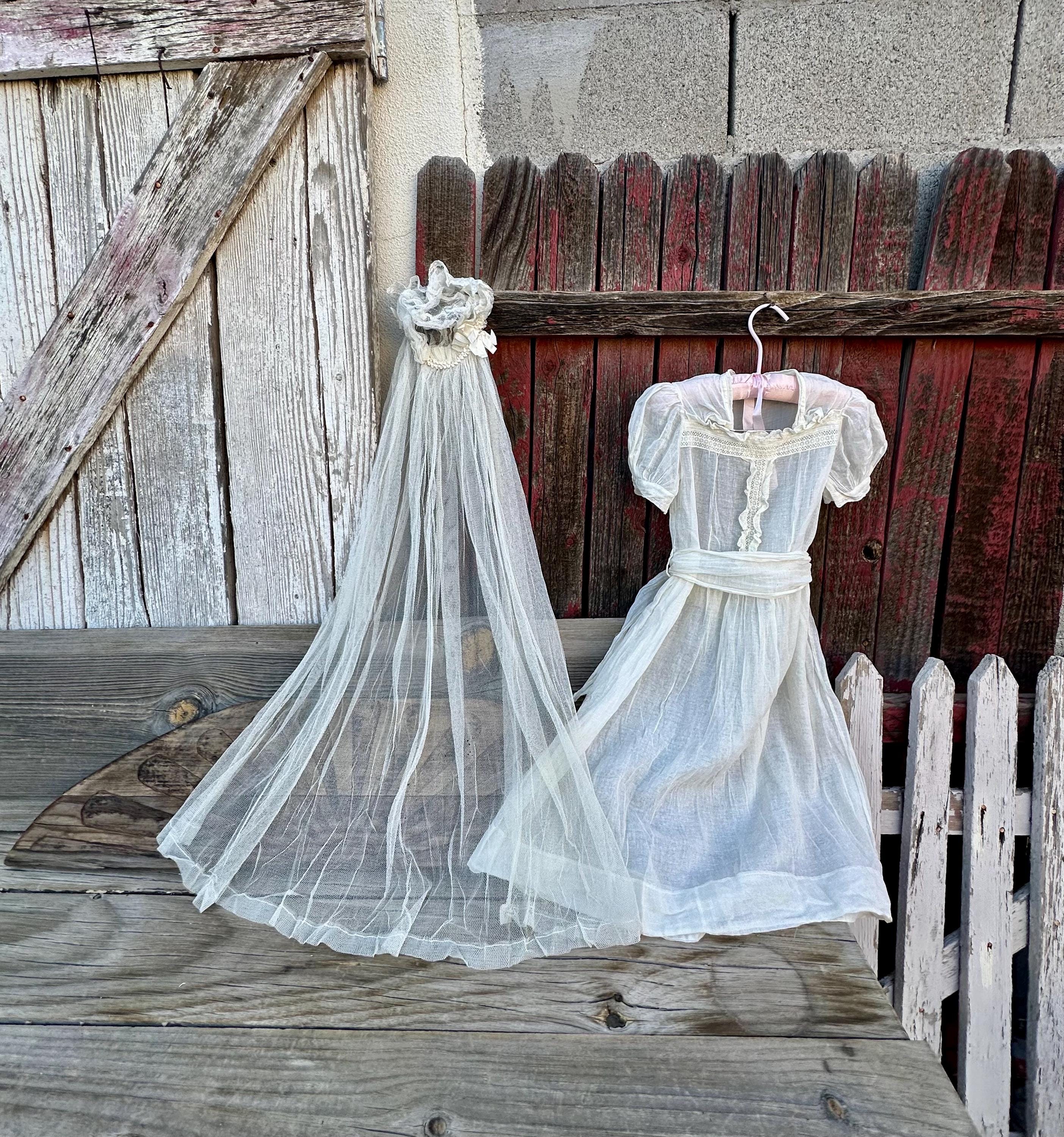 Antique Handmade First Communion Dress With Long Veil Bonnet - Etsy
