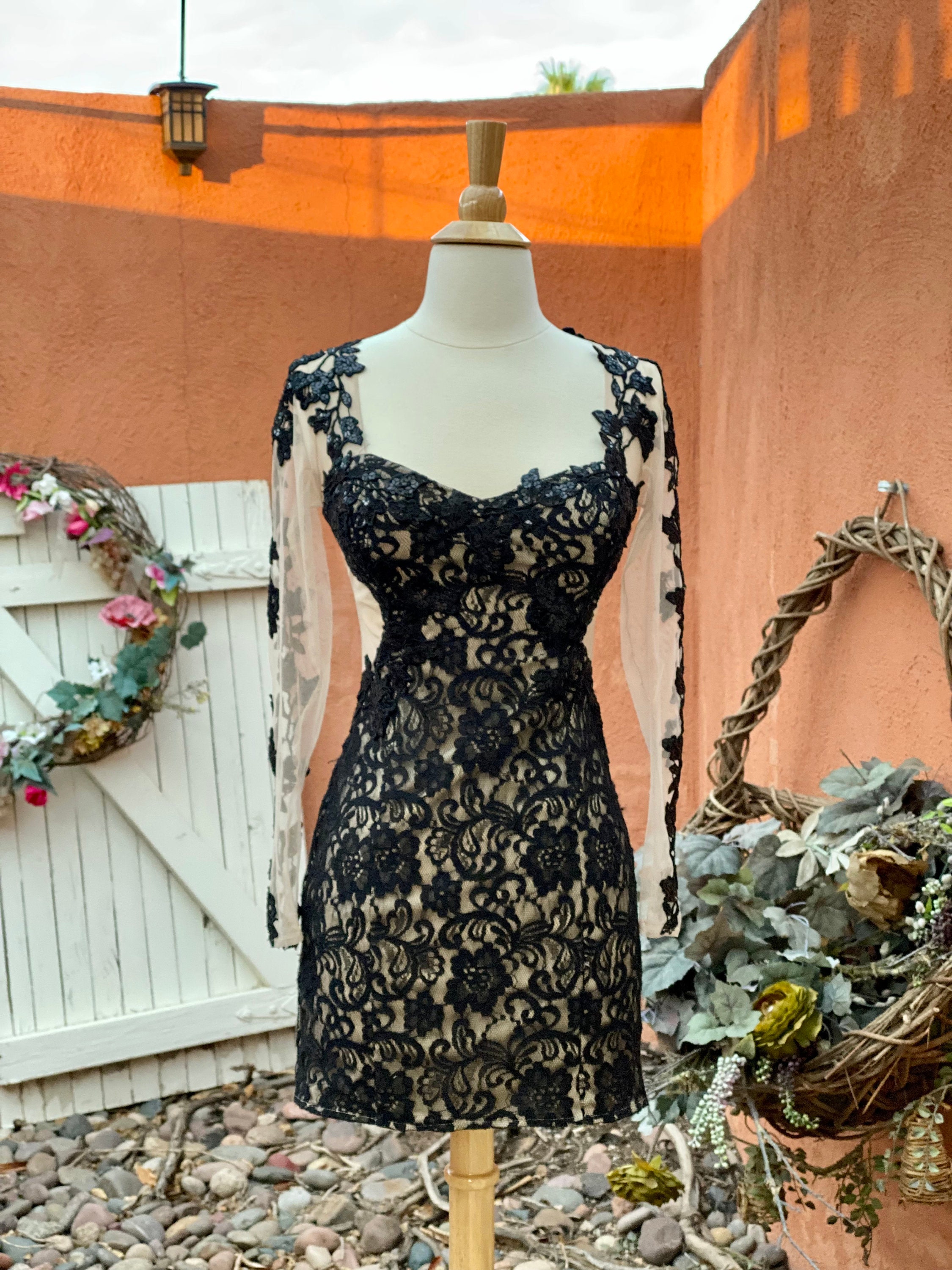 Rare London black lace bralette mini dress