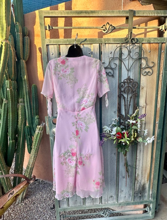 Vintage Sheer Pink Floral Overlay Dress by Amanda… - image 4