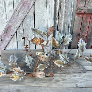 1976 Signed Curtis Jere Brutalist Metal Wall Sculpture Oak Leaves With Acorns