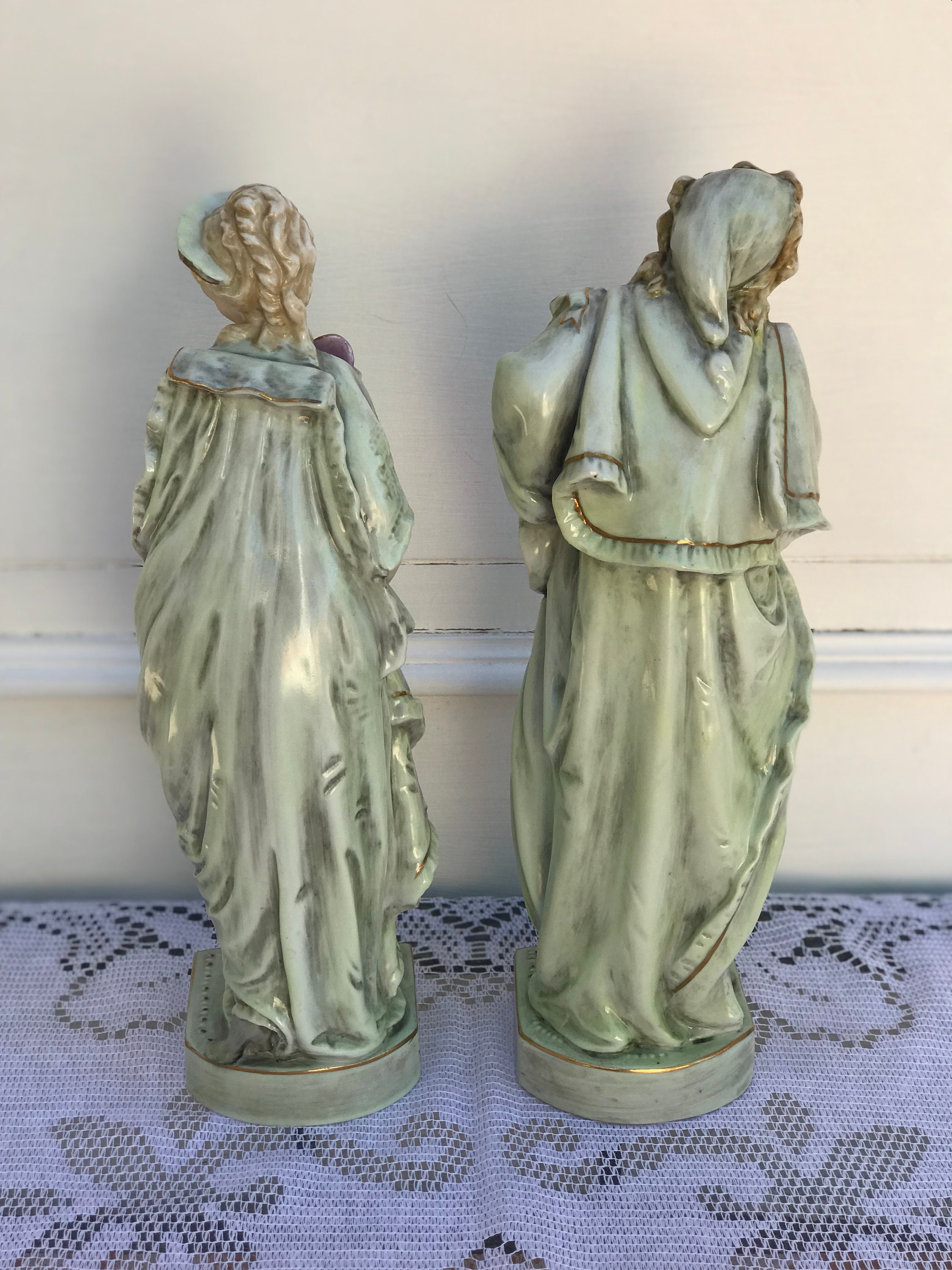 Antique Kalk Germany Porcelain Rare Pair Man Women Mirrored