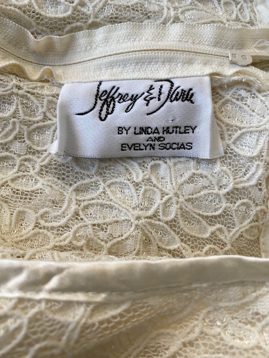 1980s Cream Stretch Lace Dress by Jeffery & Dara Size M by - Etsy