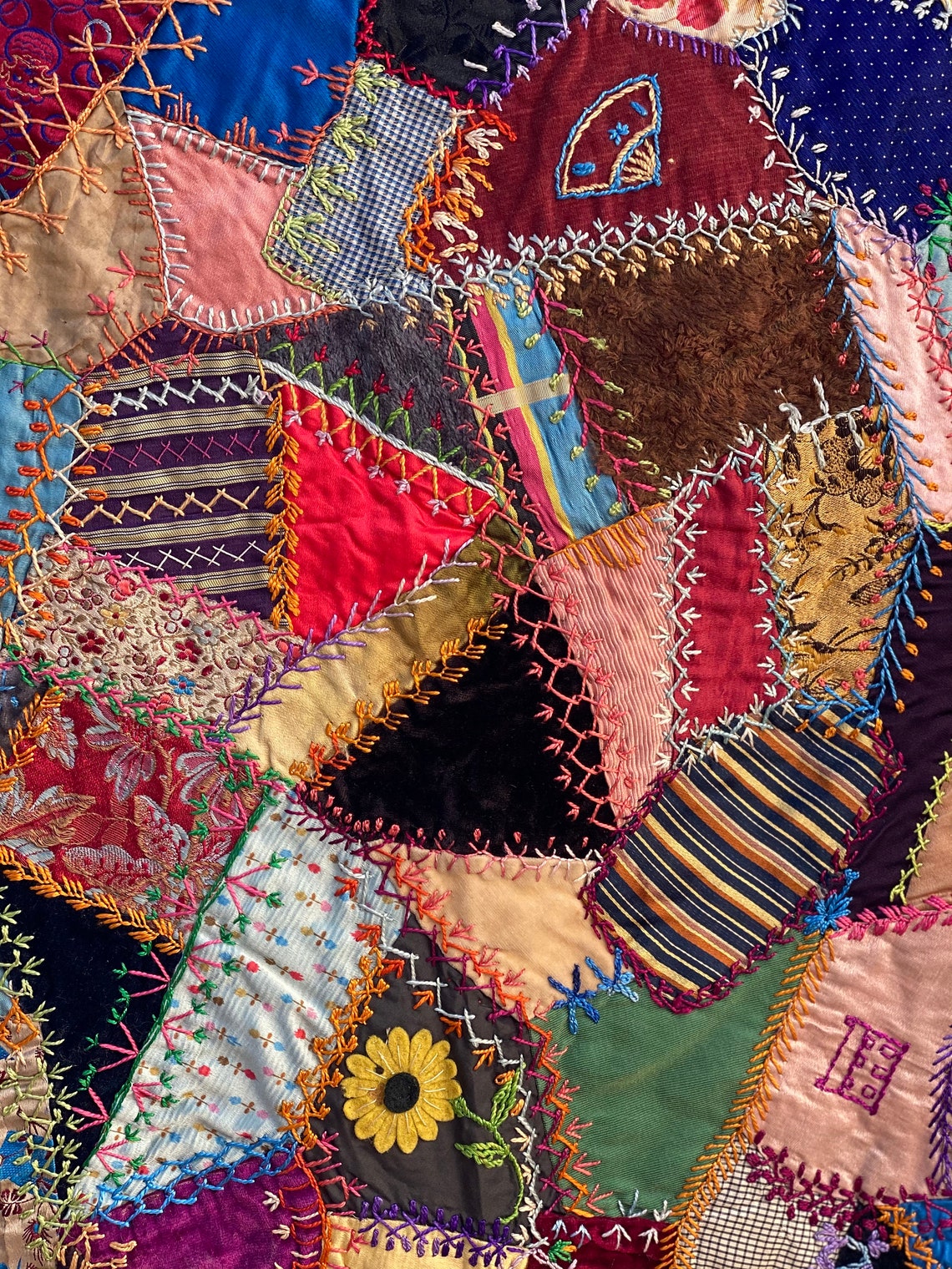 Antique Victorian Crazy Quilt 25 Block Remnant Wedding Etsy
