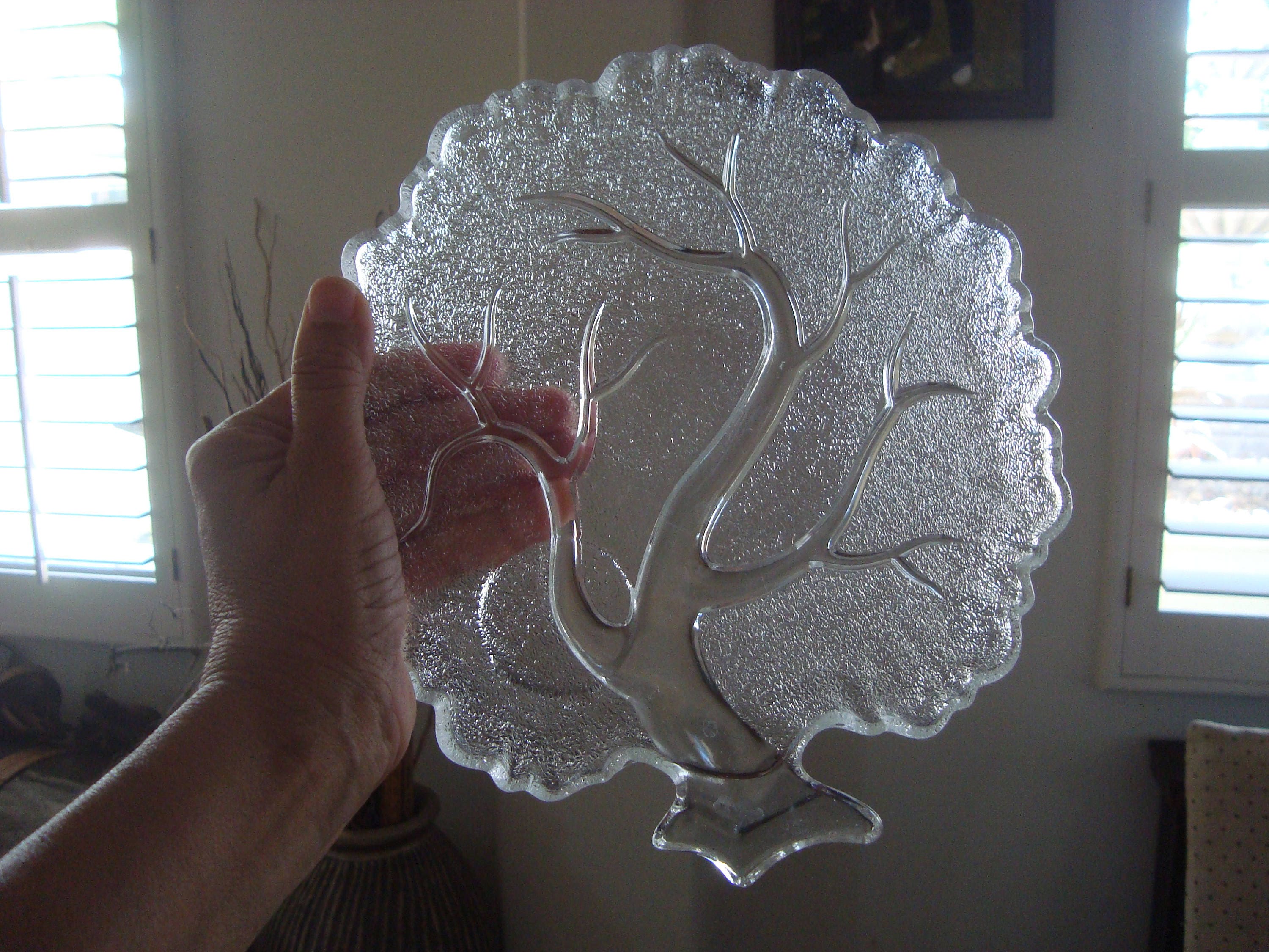 1960s Orchard Tree of Life Crystal Glass Plates by Hazel Atlas Set