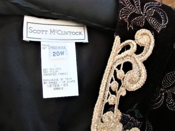 Scott McClintock Vintage 1980s Black Velvet Embro… - image 6