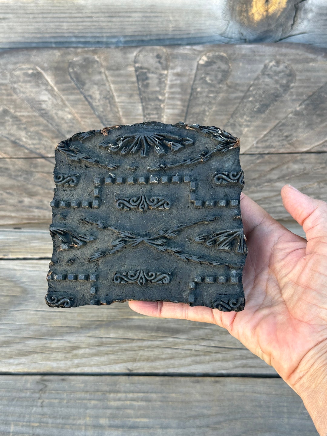 Antique Primitive Carved Wood Block Wallpaper or Textile Stamp - Etsy