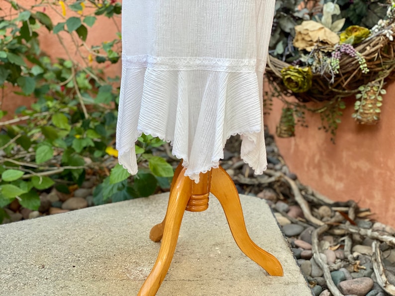 Vintage White Skirt Asymmetrical Hem Lace Trim By All That Size L