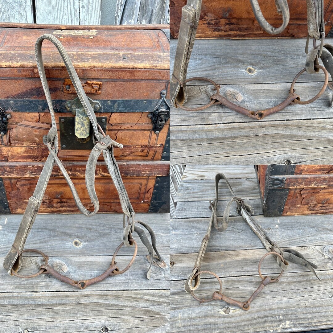 Antique Horse Tack Bridle With Old Metal Bit Cowboy Farmhouse Decor Etsy