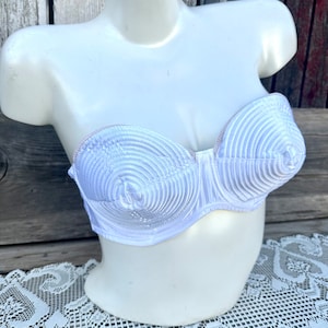 1990s Fredericks Of Hollywood NEW OLD STOCK White Satin Strapless Bra Retro Pinup Style Size 34B
