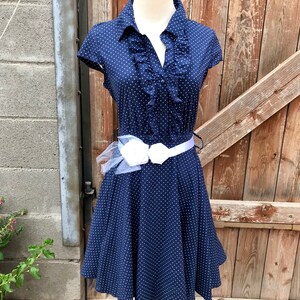 Vintage Rockabilly Navy Polka Dot Dress Built In Petticoat Size S Etsy Vintage Rockabilly Navy Polka Dot Dress Built In Petticoat Size S Etsy