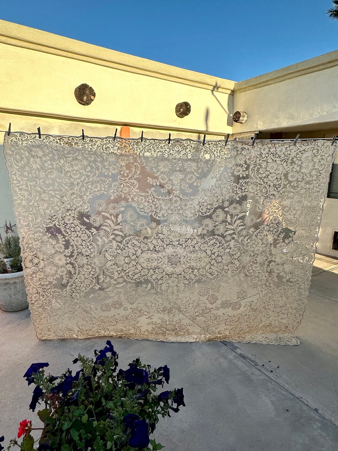 1950s Midcentury Ecru Quaker Lace Dinner Cloth Picot Edges No Etsy