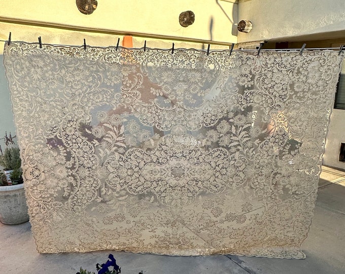 1950s Midcentury Ecru Quaker Lace Dinner Cloth Picot Edges No Etsy