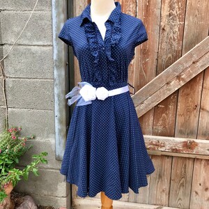 Vintage Rockabilly Navy Polka Dot Dress Built in Petticoat - Etsy