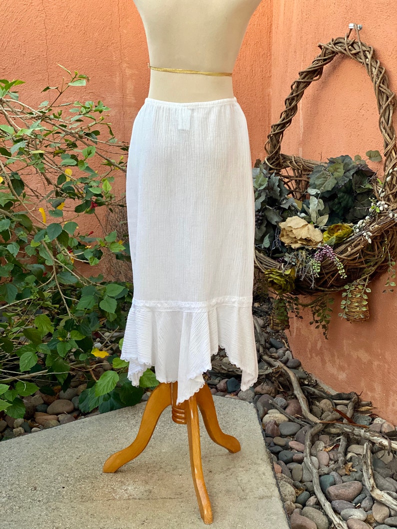 Vintage White Skirt Asymmetrical Hem Lace Trim By All That Size L