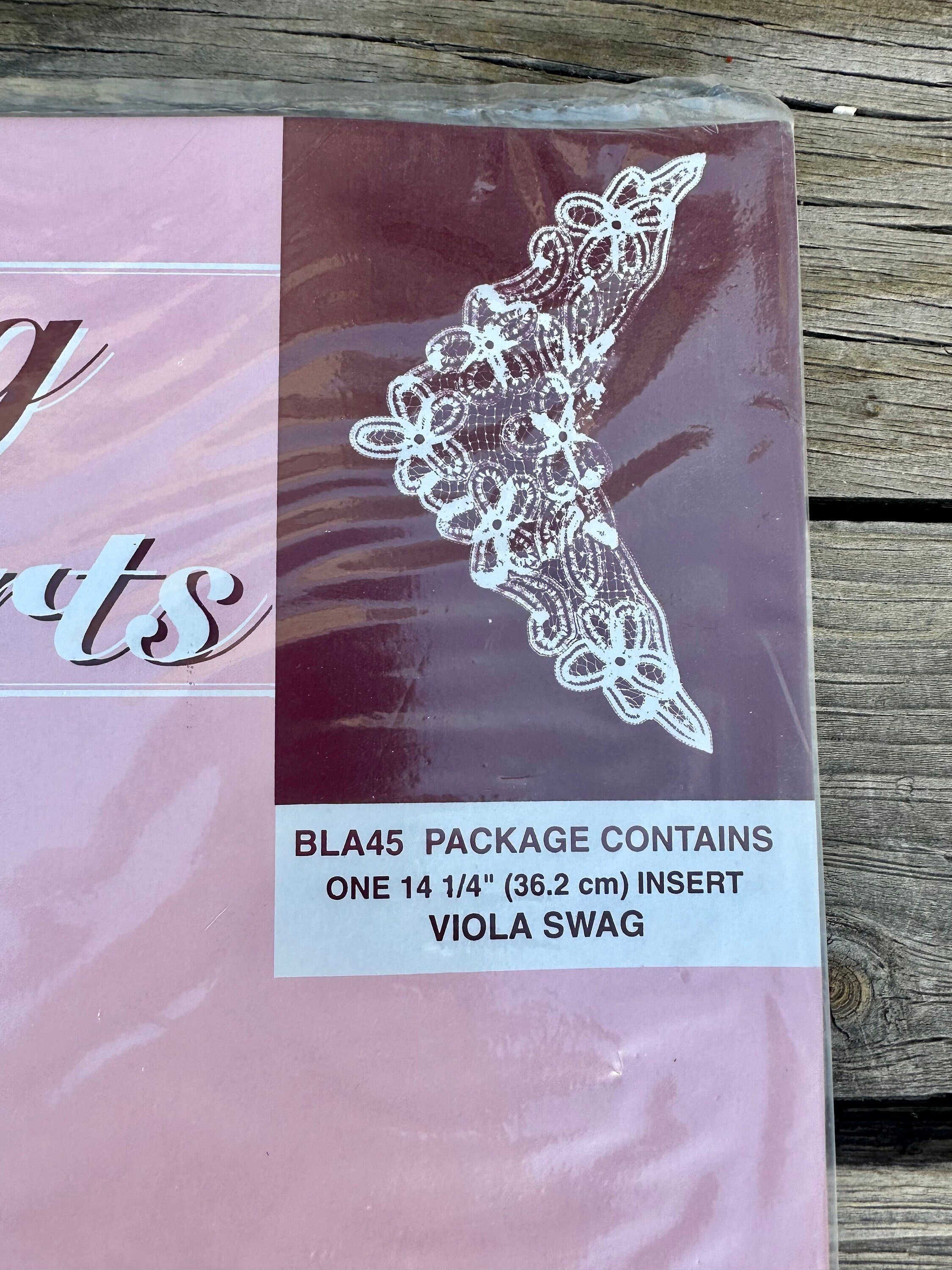 Swag Insert 90s White Battenburg Lace Insert Viola Swag 14.25
