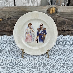 Antique 1911 King George V & Queen Mary Coronation Plate A.J Hull Stoke On Kent 9.5&quot;