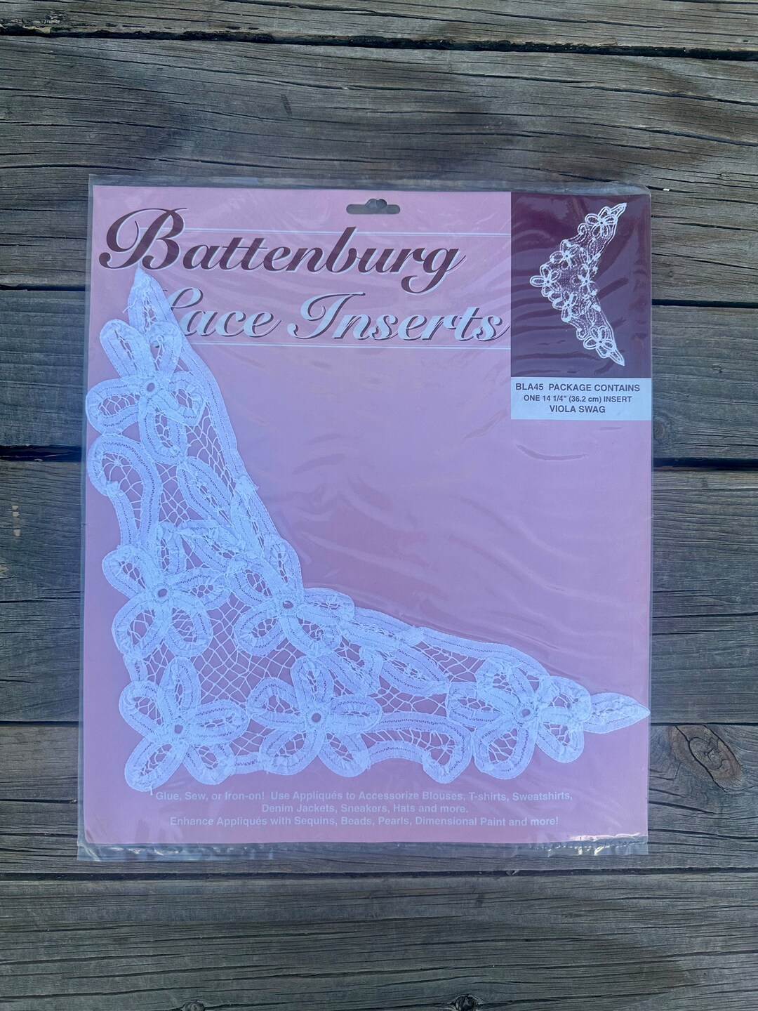 Swag Insert 90s White Battenburg Lace Insert Viola Swag 14.25