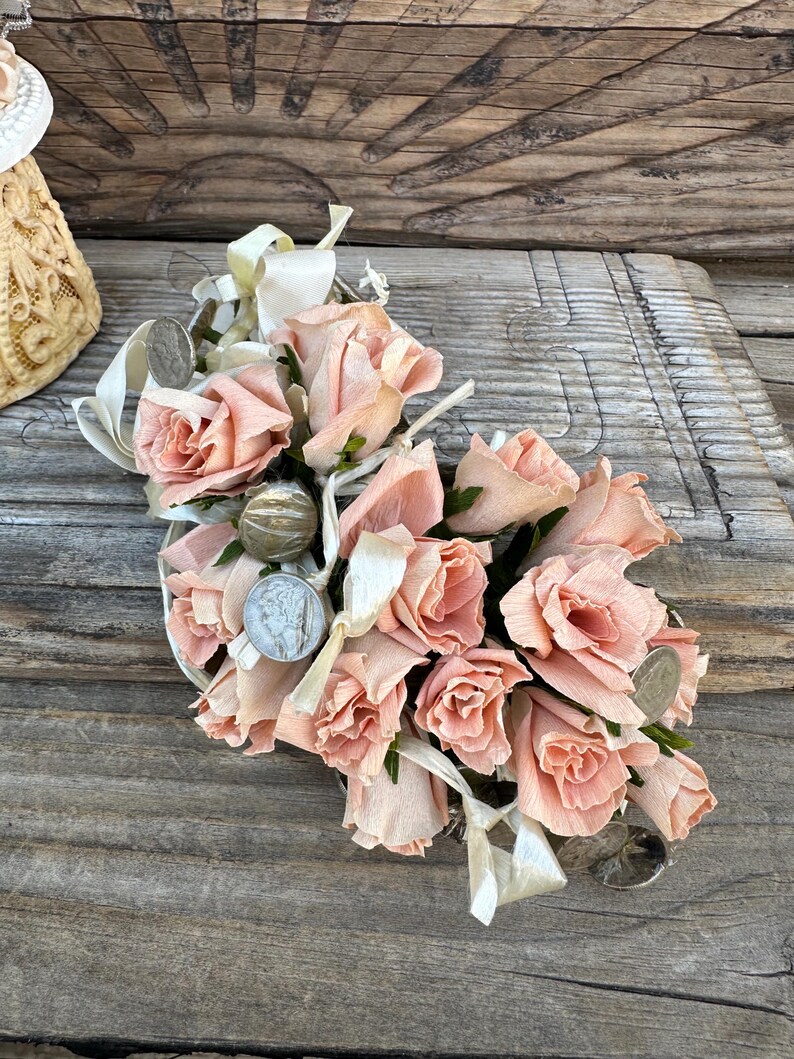 Old Money Coins With Roses Bridal Bouquet and Cake Topper - Etsy