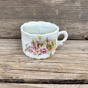 Antique Victorian Shaving Mug White Porcelain China Pink florals